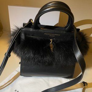 Brandon Blackwood The Mya Fur-Trimmed Leather Crossbody Bag